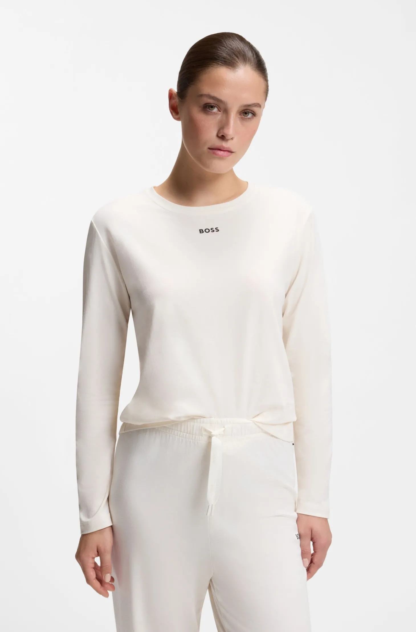 Pyjama-Top aus Stretch-Baumwolle mit Logo-Print
