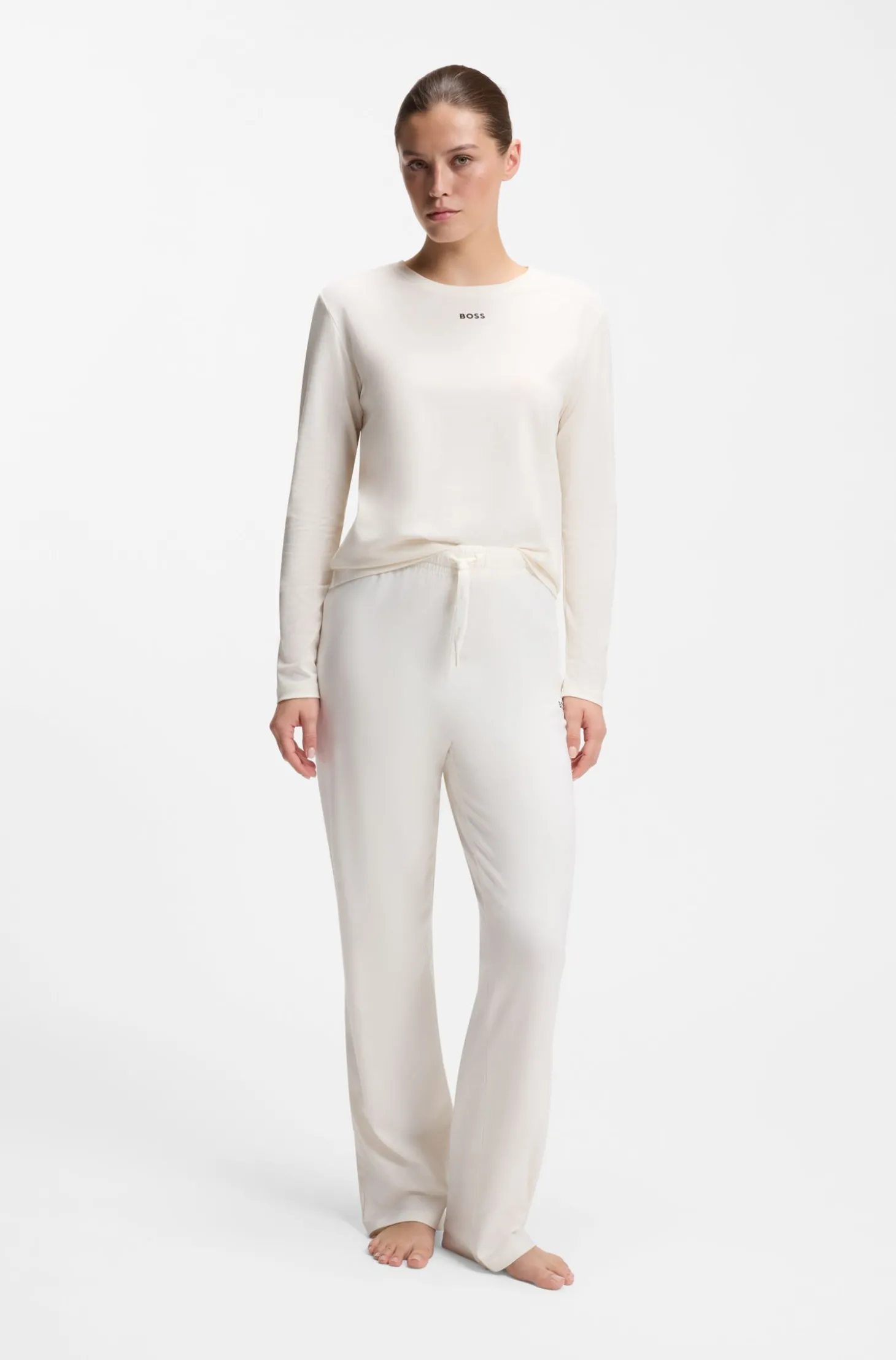Pyjama-Top aus Stretch-Baumwolle mit Logo-Print