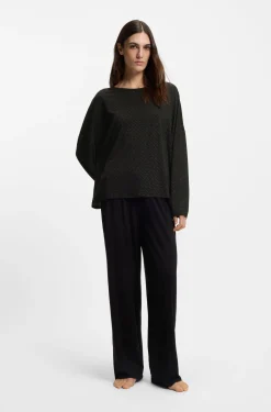 Pyjama-Top mit Monogramm-Print und Fledermausärmeln