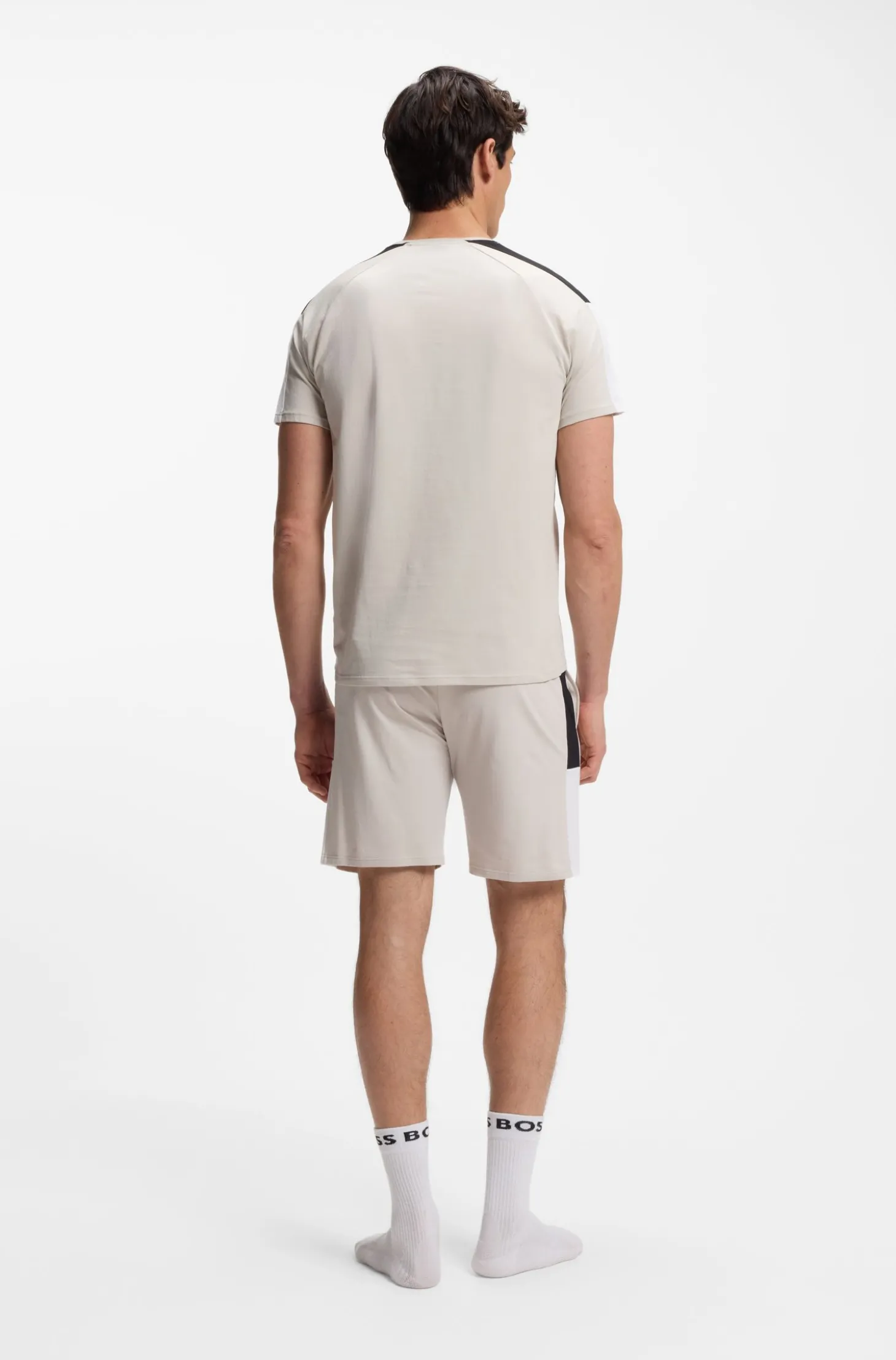 Pyjama-T-Shirt aus Baumwoll-Mix mit Colour-Block-Design