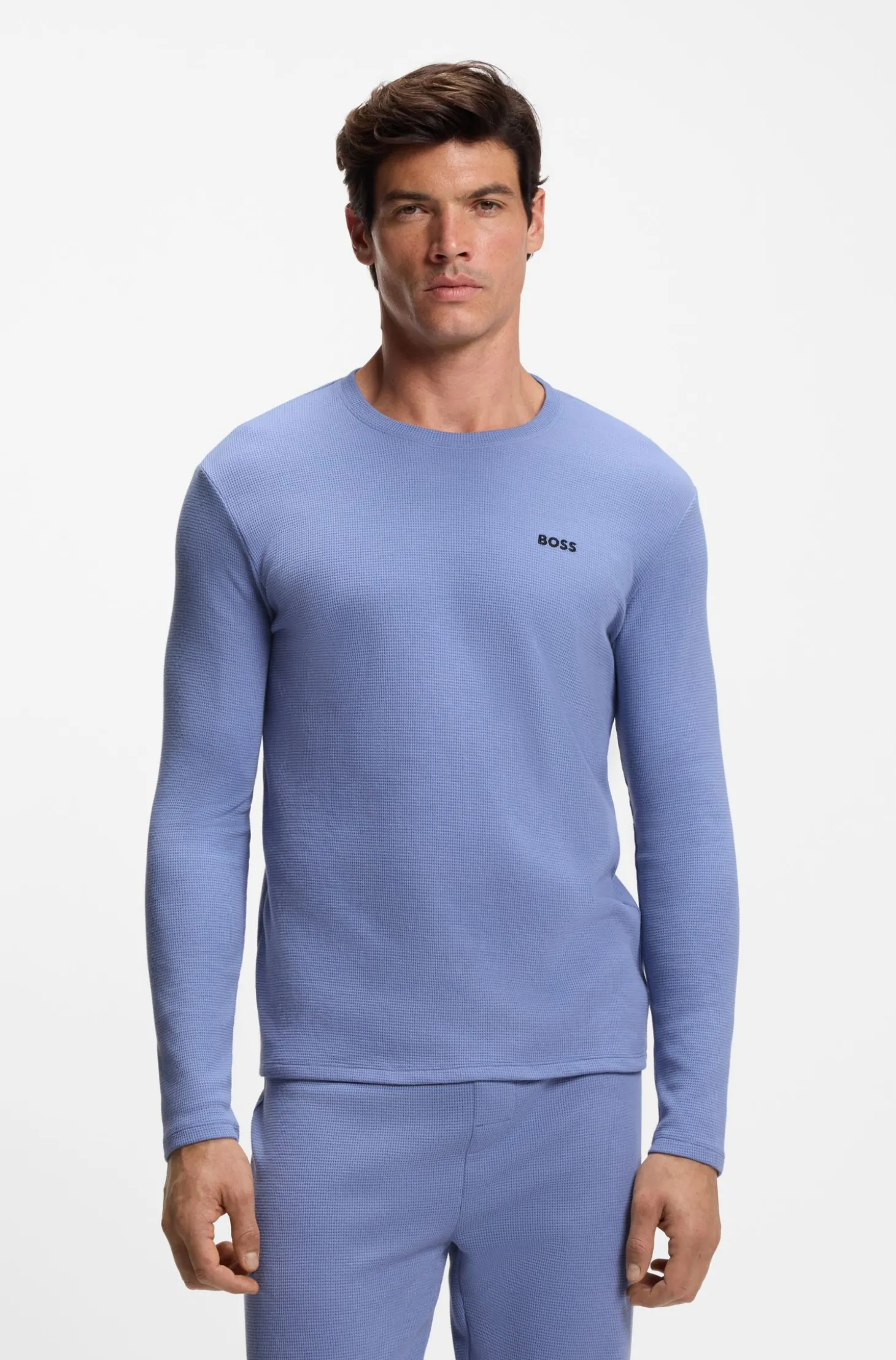 Pyjama-T-Shirt aus Ottoman-Jersey mit Logo-Stickerei