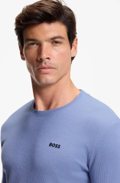 Pyjama-T-Shirt aus Ottoman-Jersey mit Logo-Stickerei
