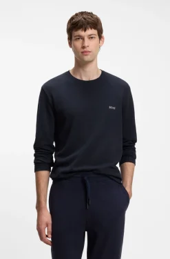 Pyjama-T-Shirt aus Ottoman-Jersey mit Logo-Stickerei