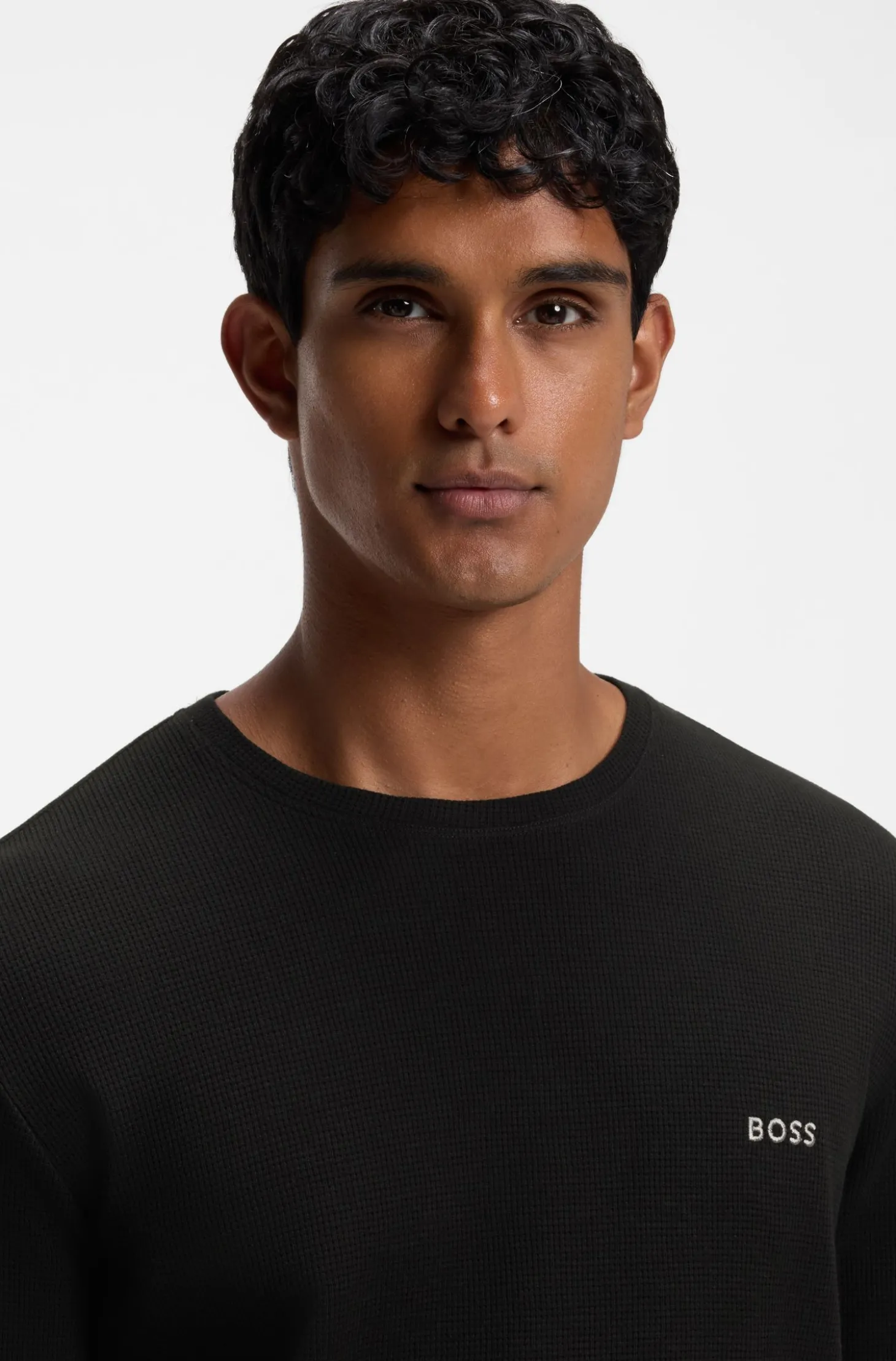 Pyjama-T-Shirt aus Ottoman-Jersey mit Logo-Stickerei