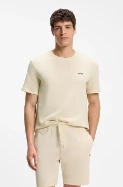 Pyjama-T-Shirt mit Waffelstruktur und Logo-Stickerei