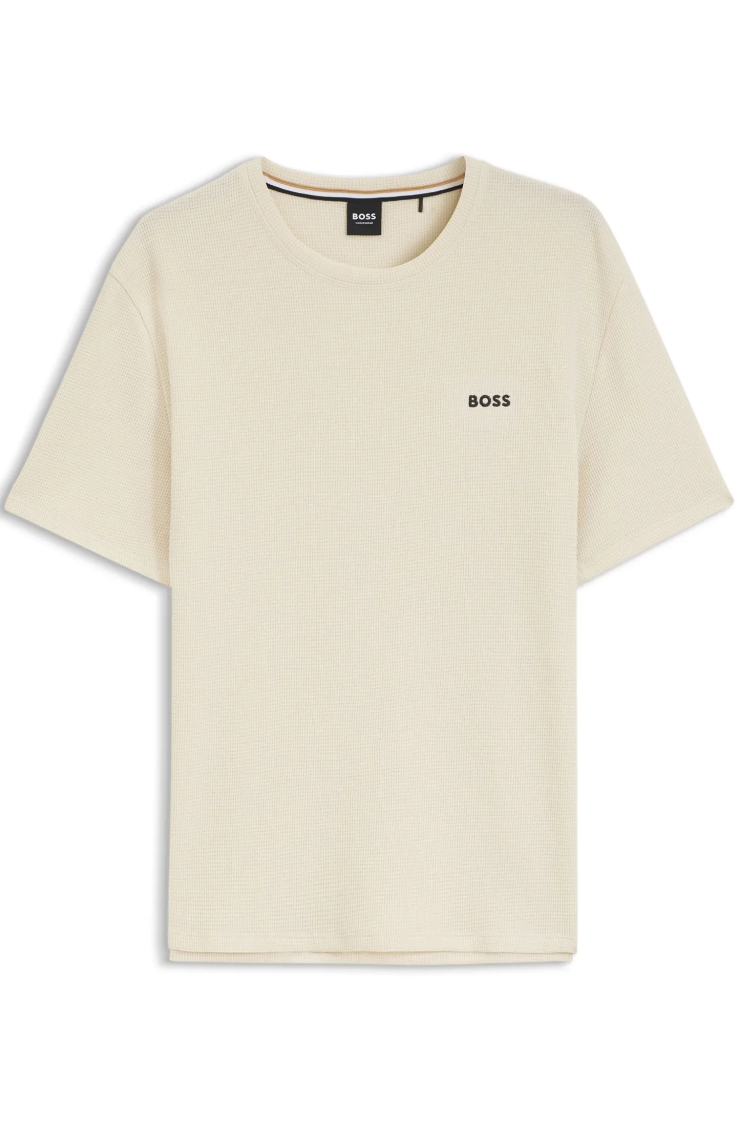 Pyjama-T-Shirt mit Waffelstruktur und Logo-Stickerei
