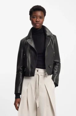 Regular-Fit Bikerjacke aus Leder