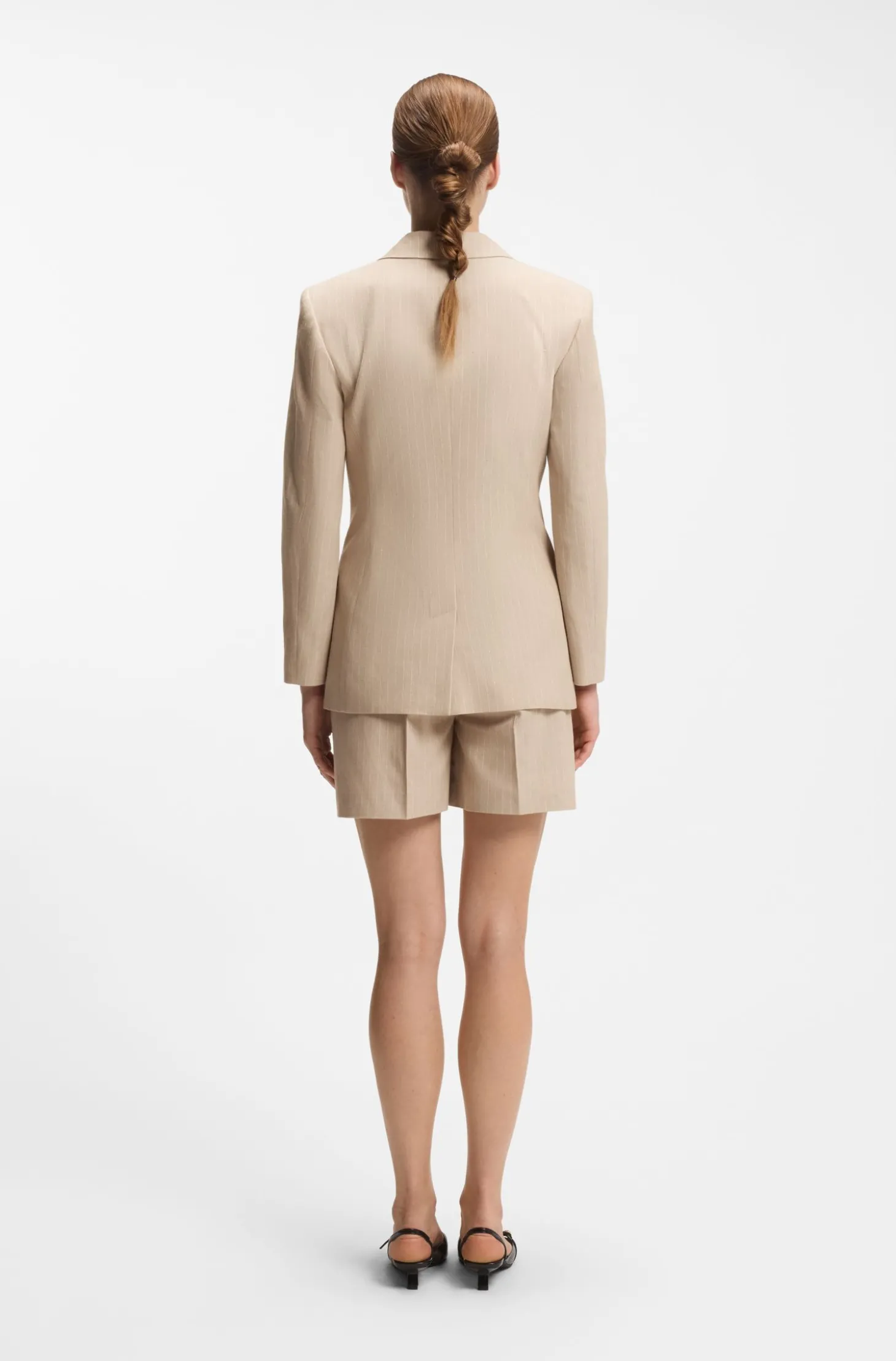 Regular-Fit Blazer aus Baumwoll-Mix mit Nadelstreifen