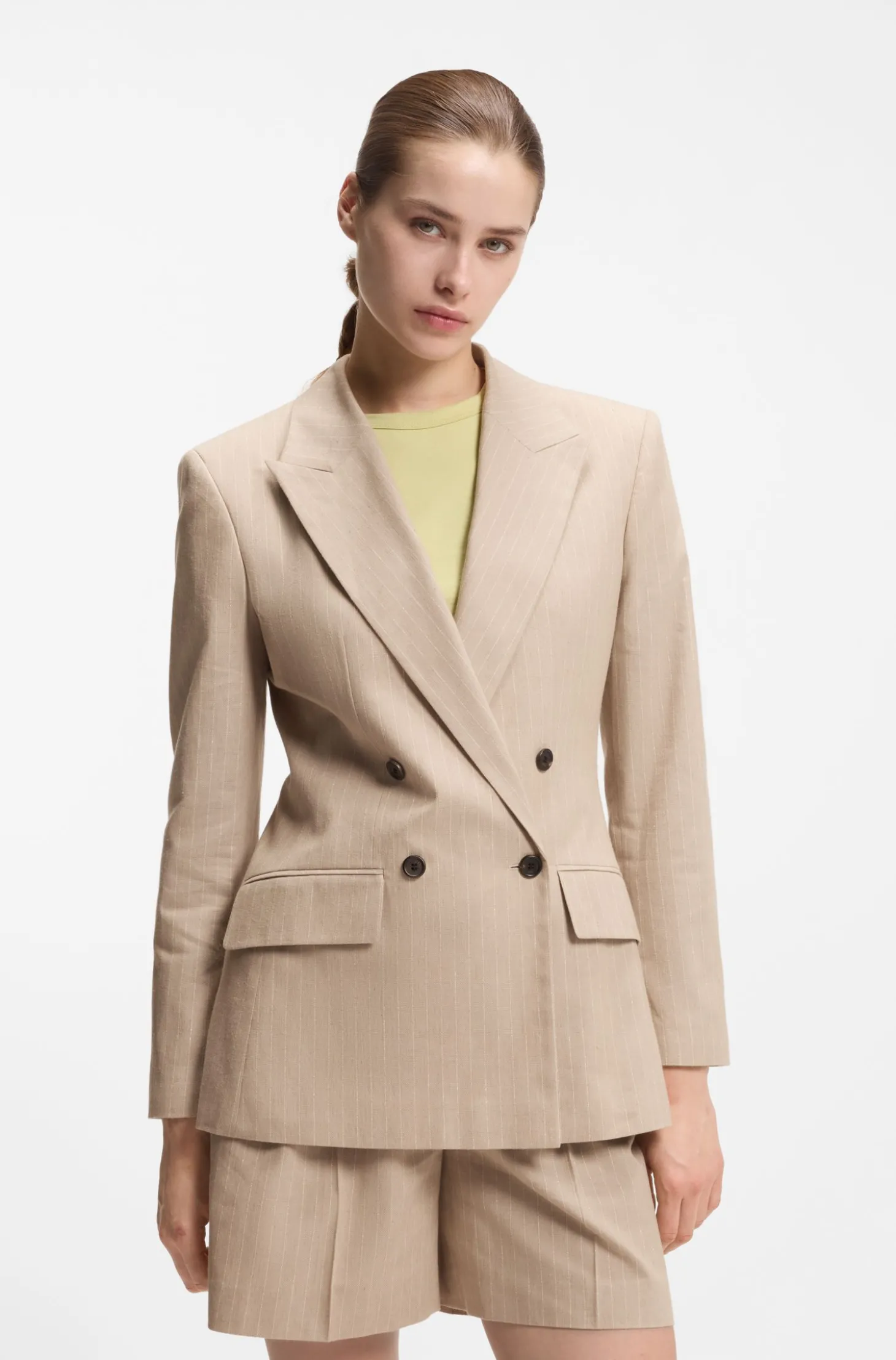 Regular-Fit Blazer aus Baumwoll-Mix mit Nadelstreifen