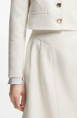 Regular-Fit Blazer aus Baumwoll-Mix in Bouclé