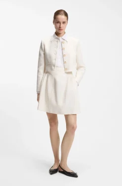 Regular-Fit Blazer aus Baumwoll-Mix in Bouclé