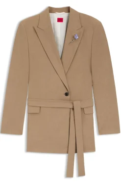 Regular-Fit Blazer aus elastischem meliertem Gewebe