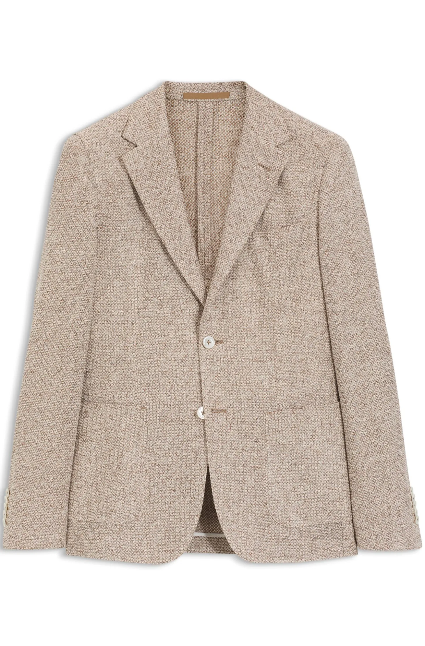 Regular-Fit Blazer aus gemustertem Leinen-Mix