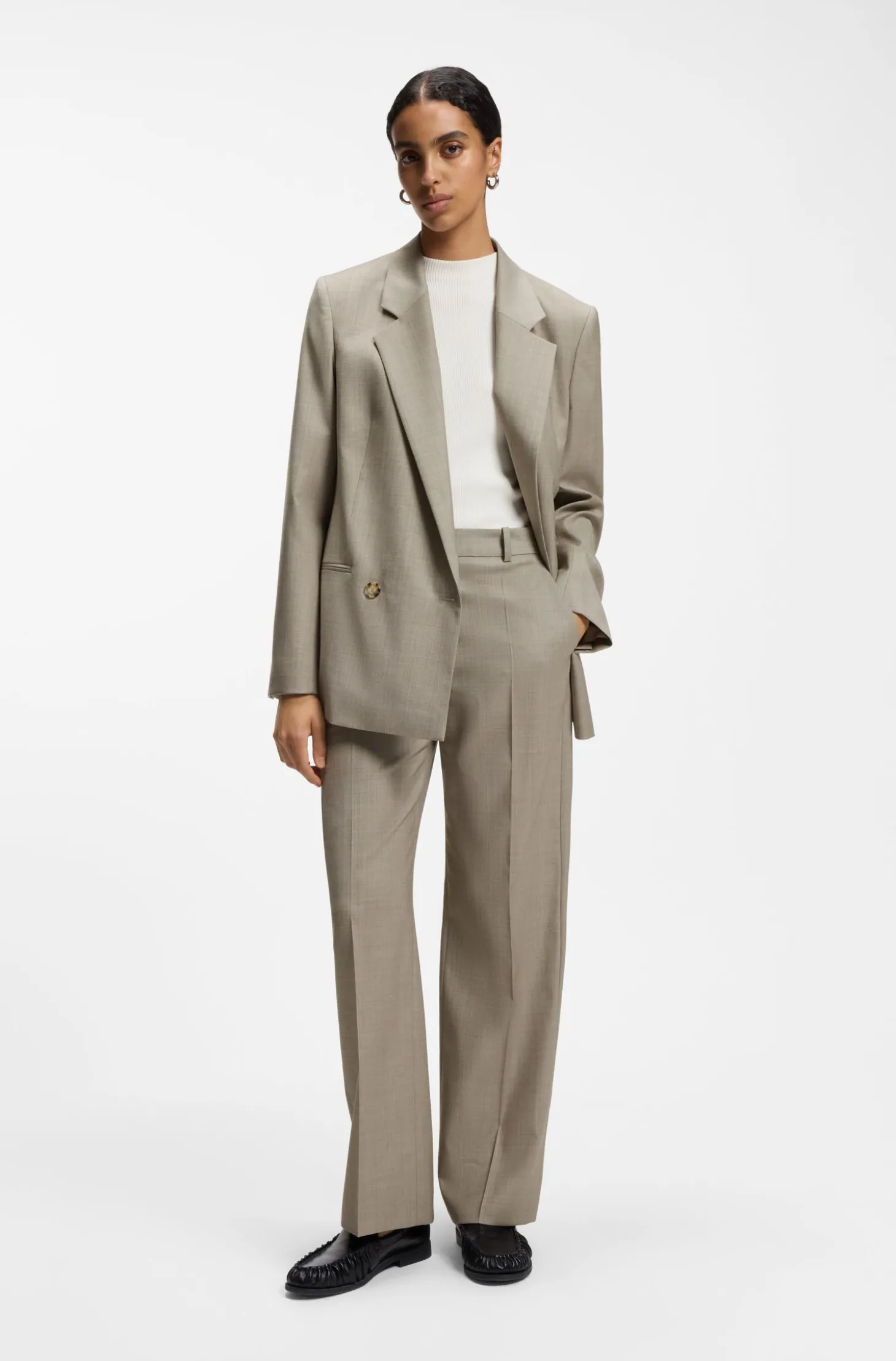 Regular-Fit Blazer aus italienischer Schurwolle mit Stretch-Anteil