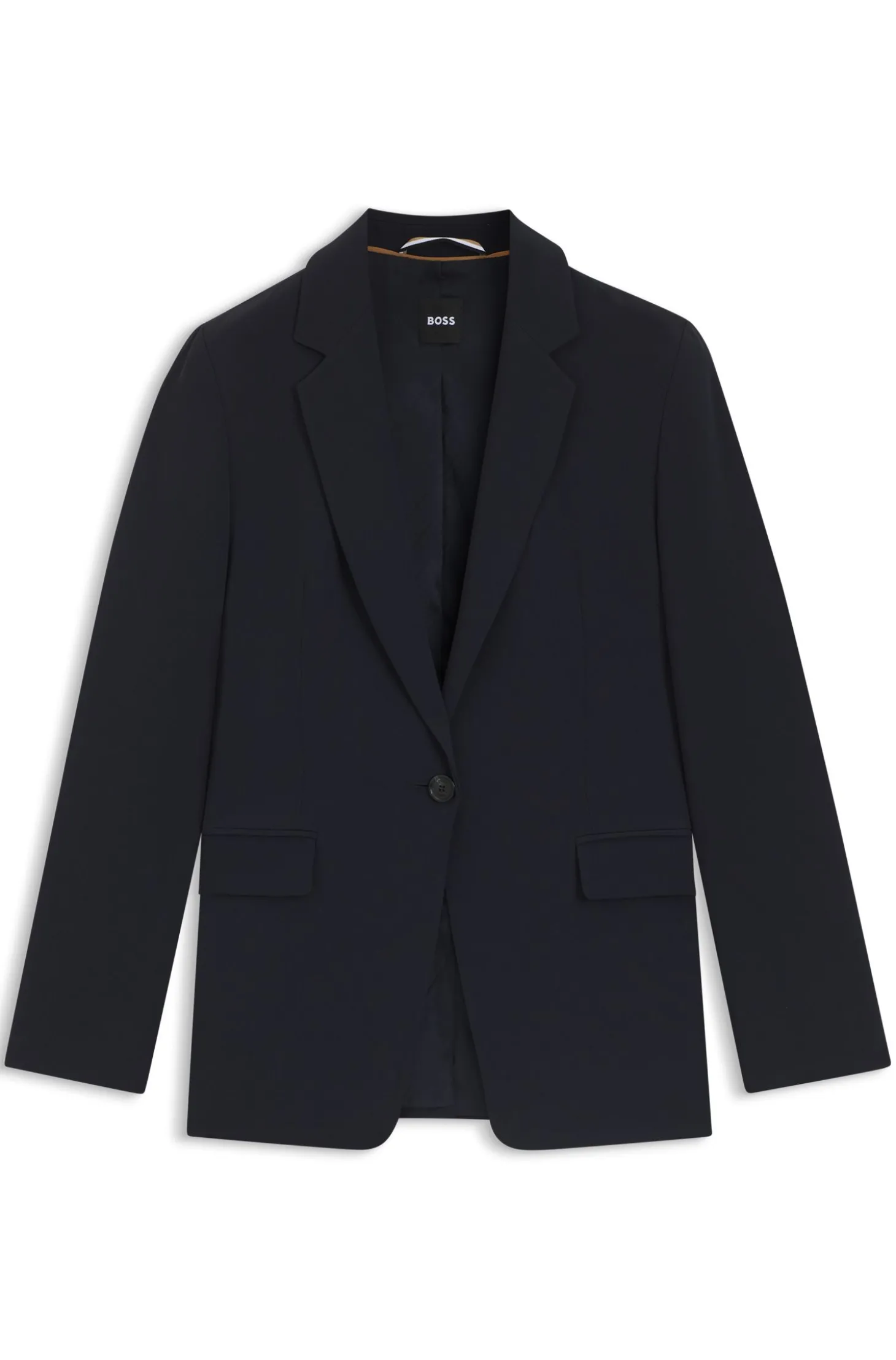 Regular-Fit Blazer aus knitterfreiem Krepp
