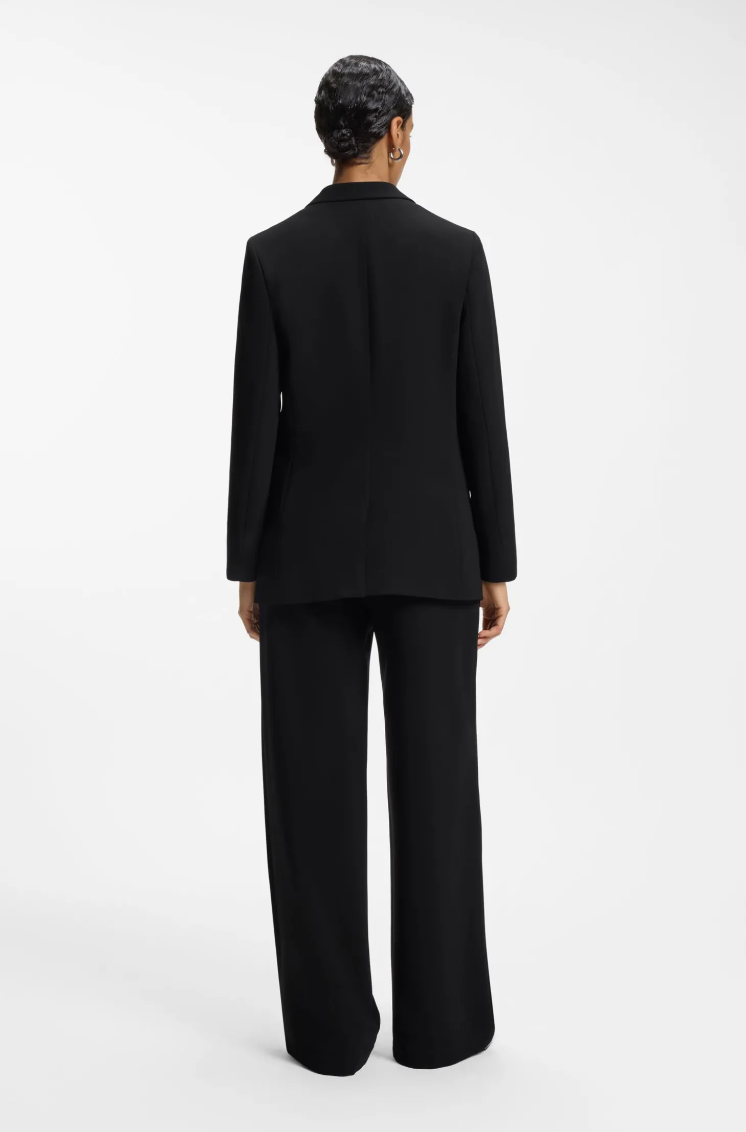 Regular-Fit Blazer aus knitterfreiem Krepp