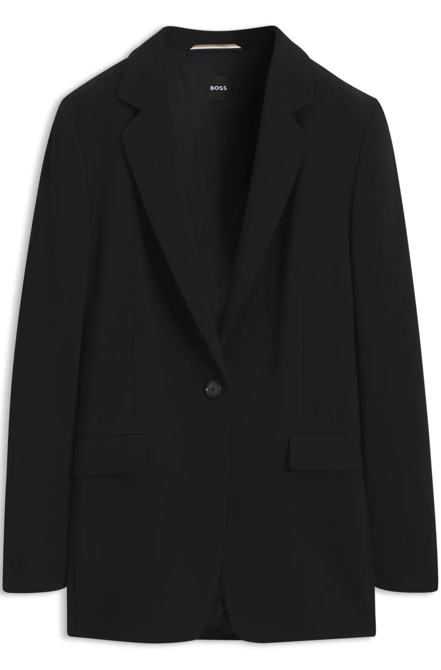 Regular-Fit Blazer aus knitterfreiem Krepp