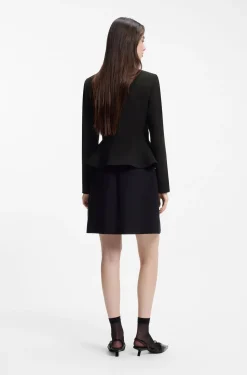 Regular-Fit Blazer aus Krepp-Gewebe mit Schößchen-Saum