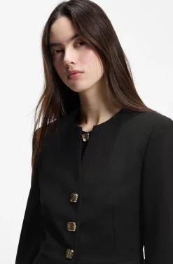 Regular-Fit Blazer aus Krepp-Gewebe mit Schößchen-Saum