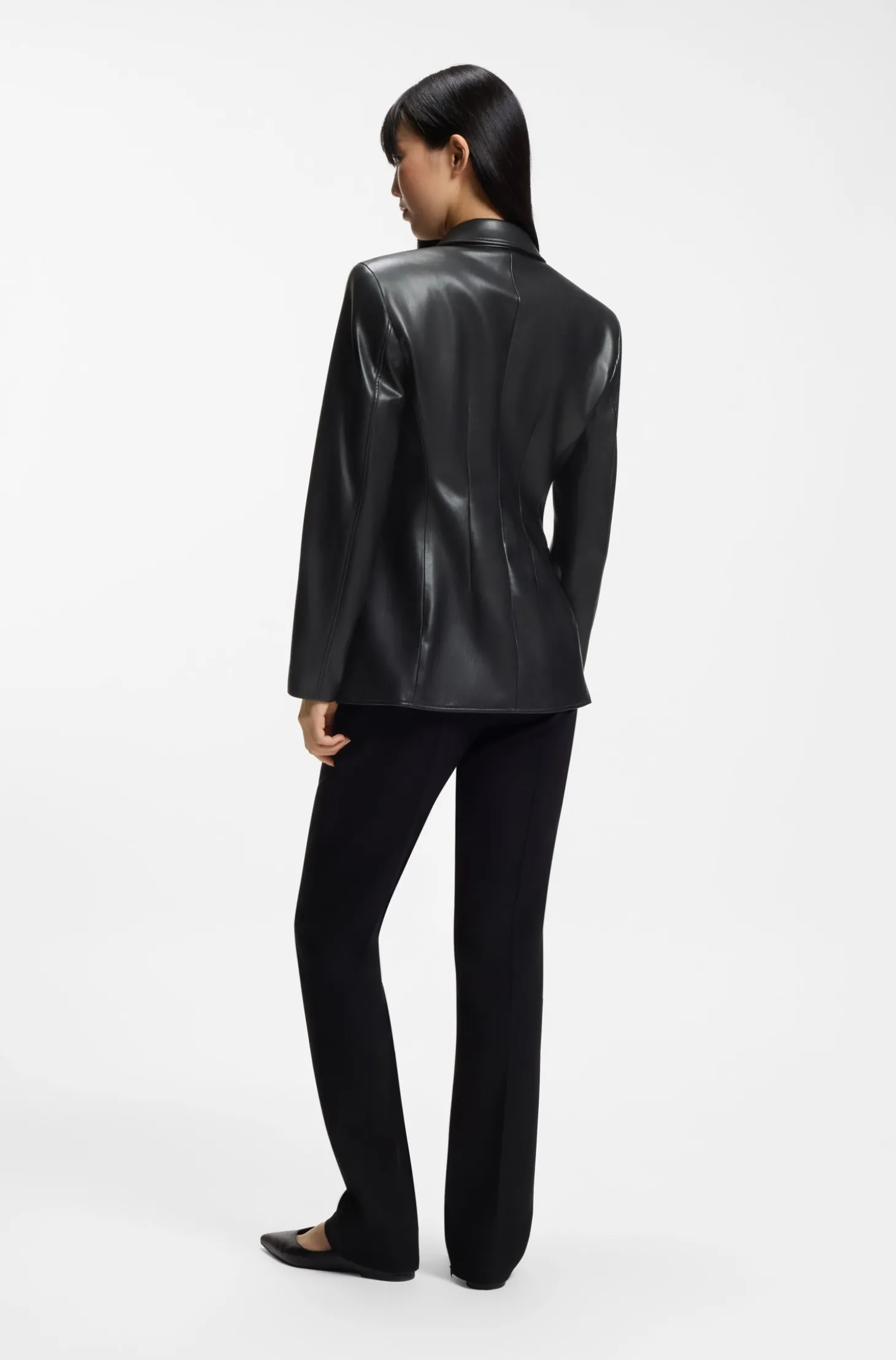 Regular-Fit Blazer aus Kunstleder