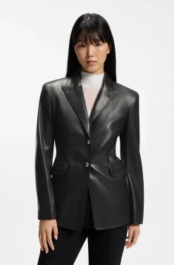 Regular-Fit Blazer aus Kunstleder