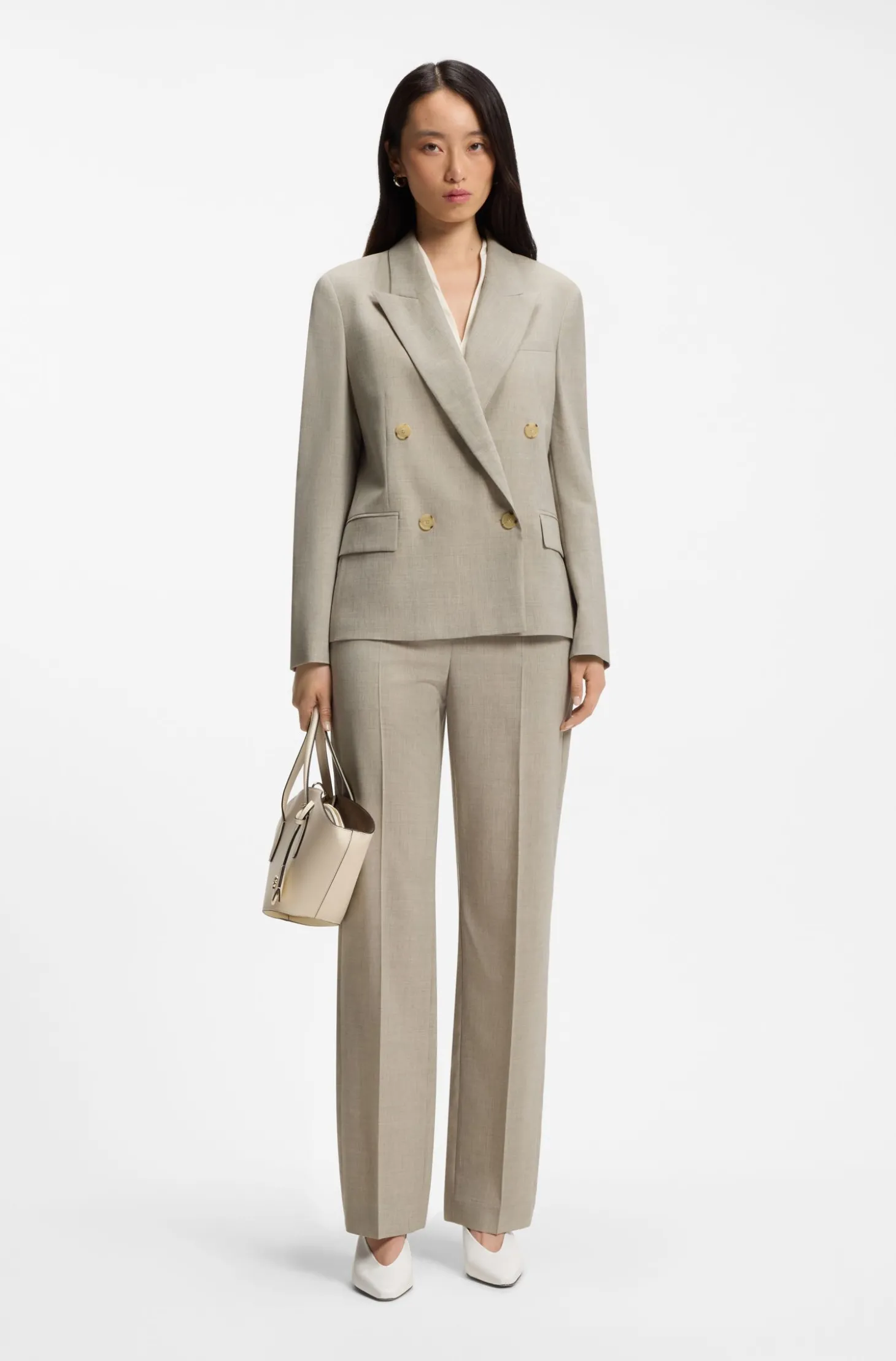 Regular-Fit Blazer aus melierter Schurwolle