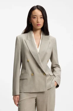 Regular-Fit Blazer aus melierter Schurwolle