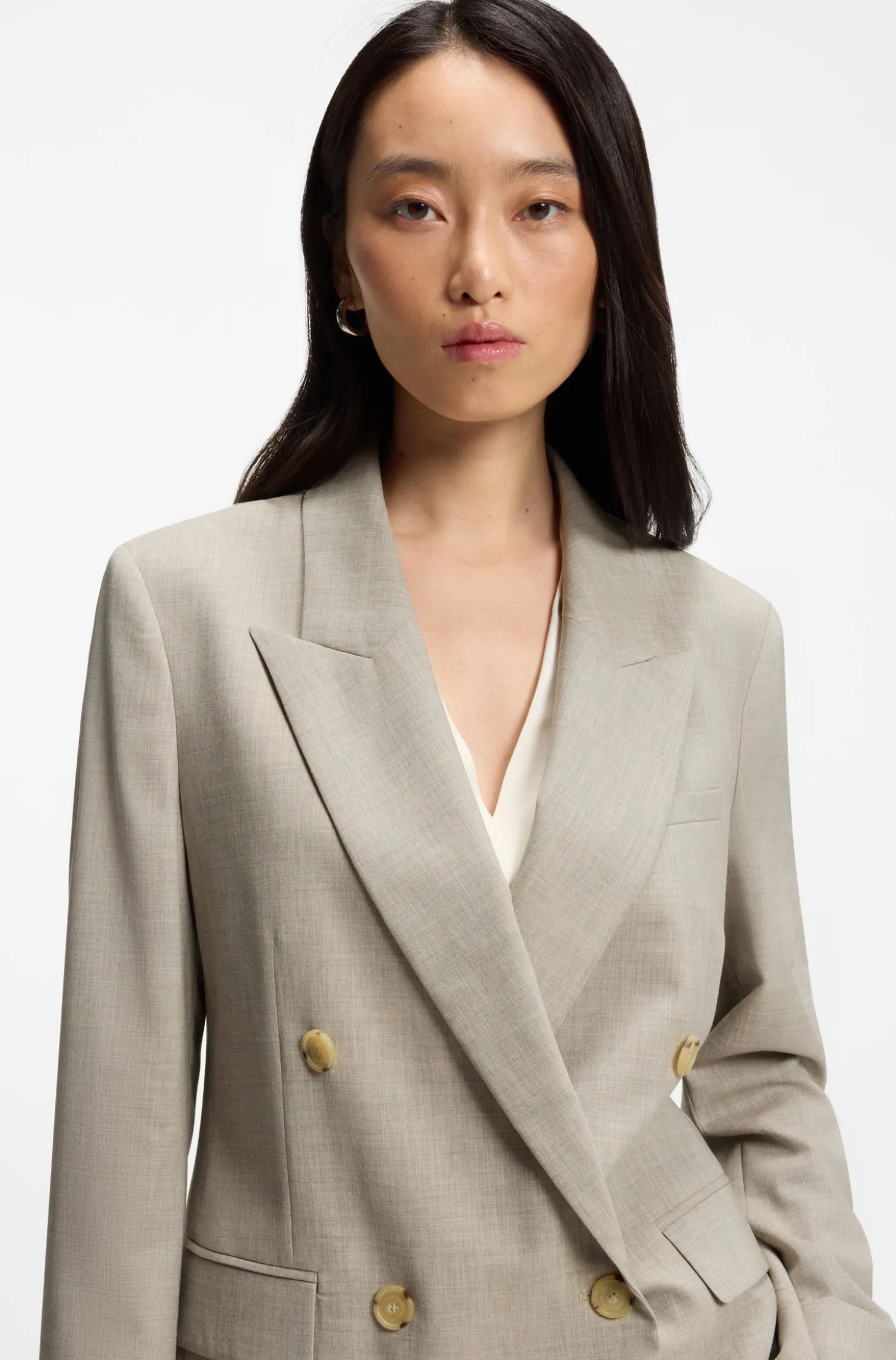 Regular-Fit Blazer aus melierter Schurwolle