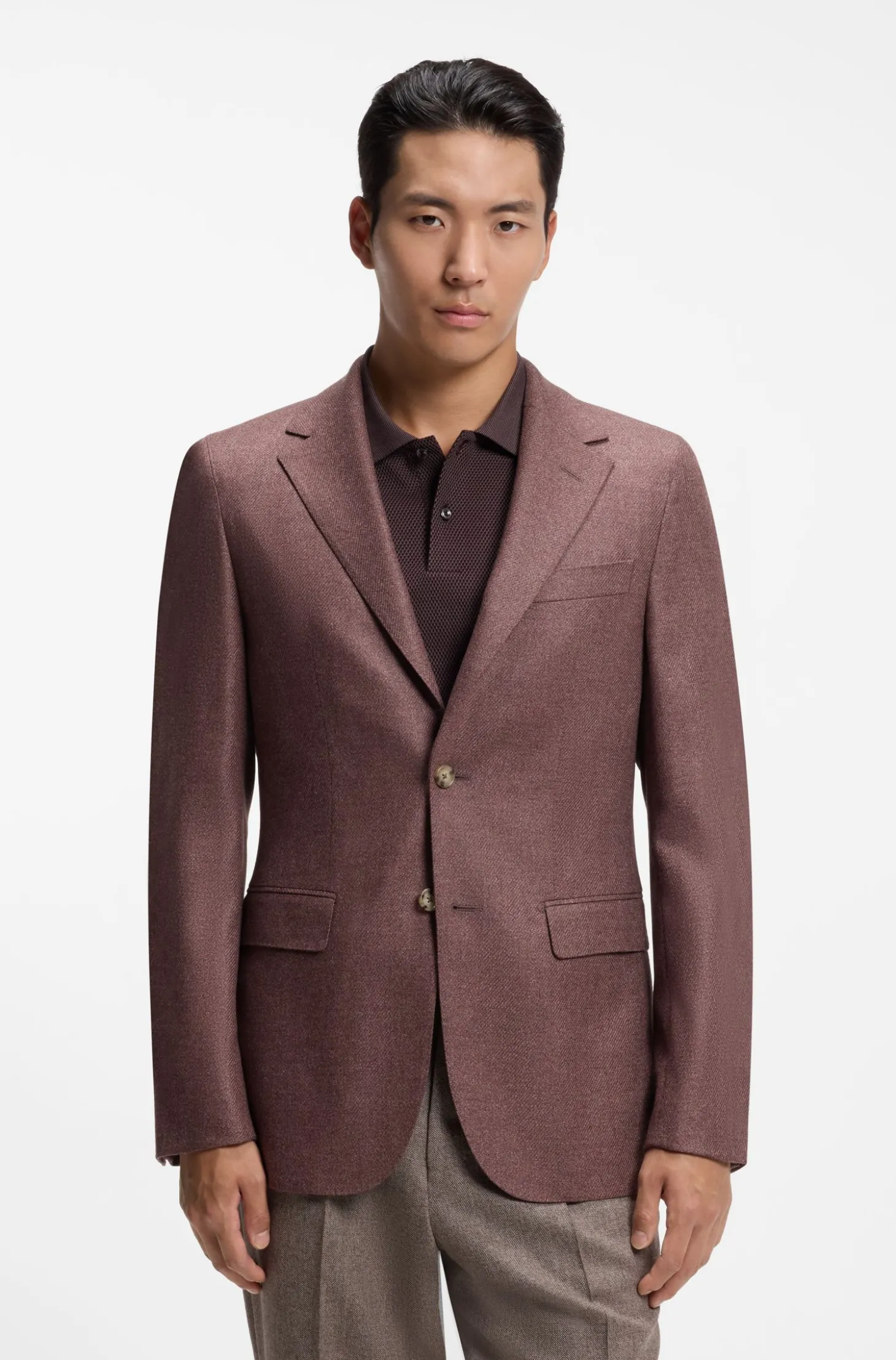 Regular-Fit Blazer aus Schurwolle mit Seidenanteil