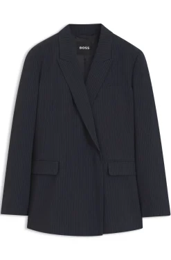 Regular-Fit Blazer aus Stretch-Crêpe mit Nadelstreifen