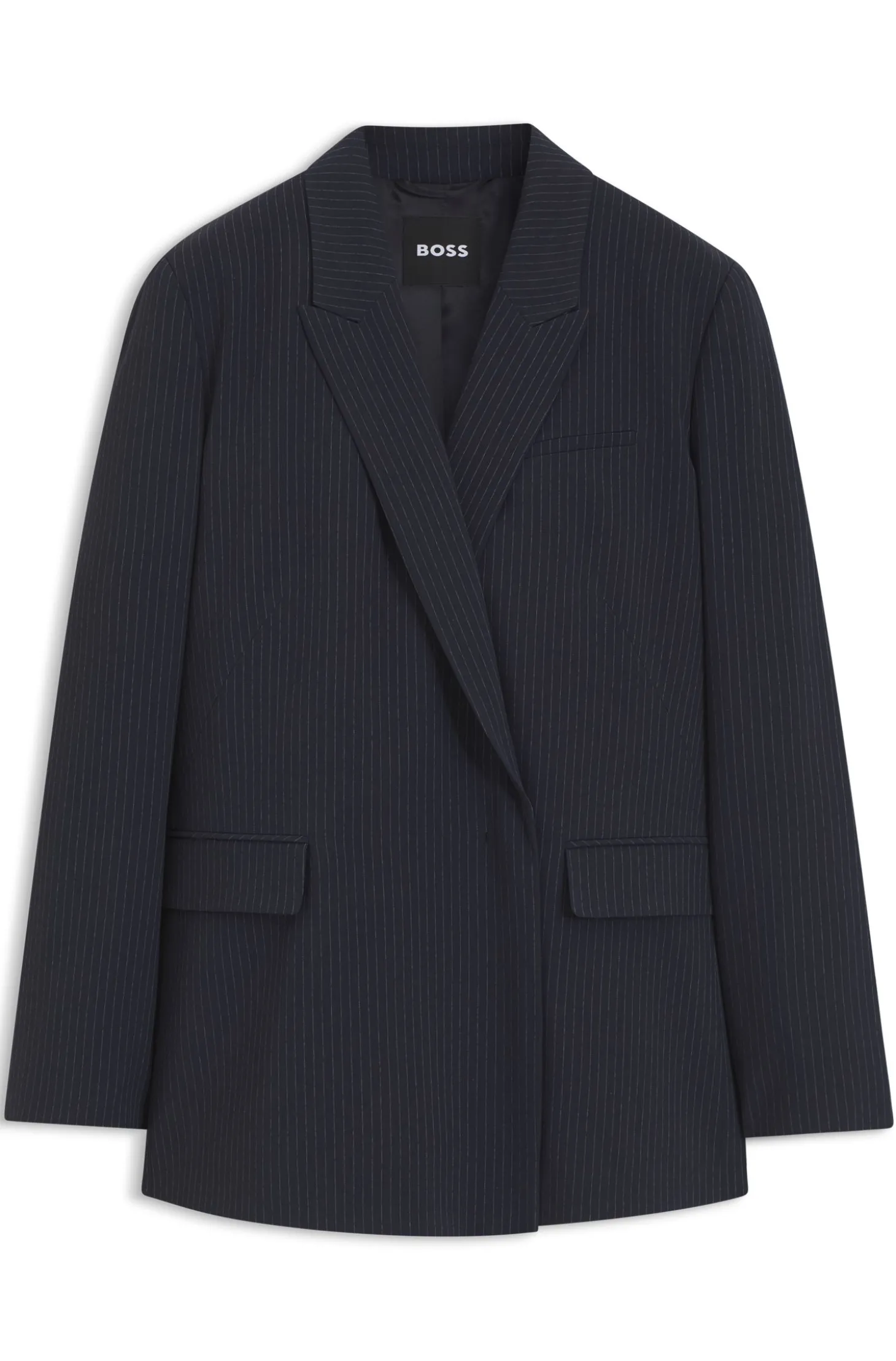Regular-Fit Blazer aus Stretch-Crêpe mit Nadelstreifen