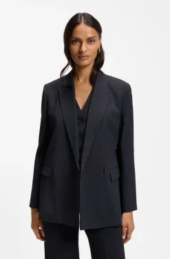 Regular-Fit Blazer aus Stretch-Crêpe mit Nadelstreifen