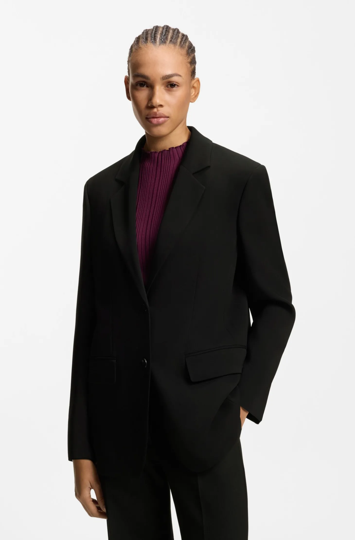 Regular-Fit Blazer aus Stretch-Crêpe