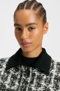 Regular-Fit Blazer aus Tweed mit Feder-Muster
