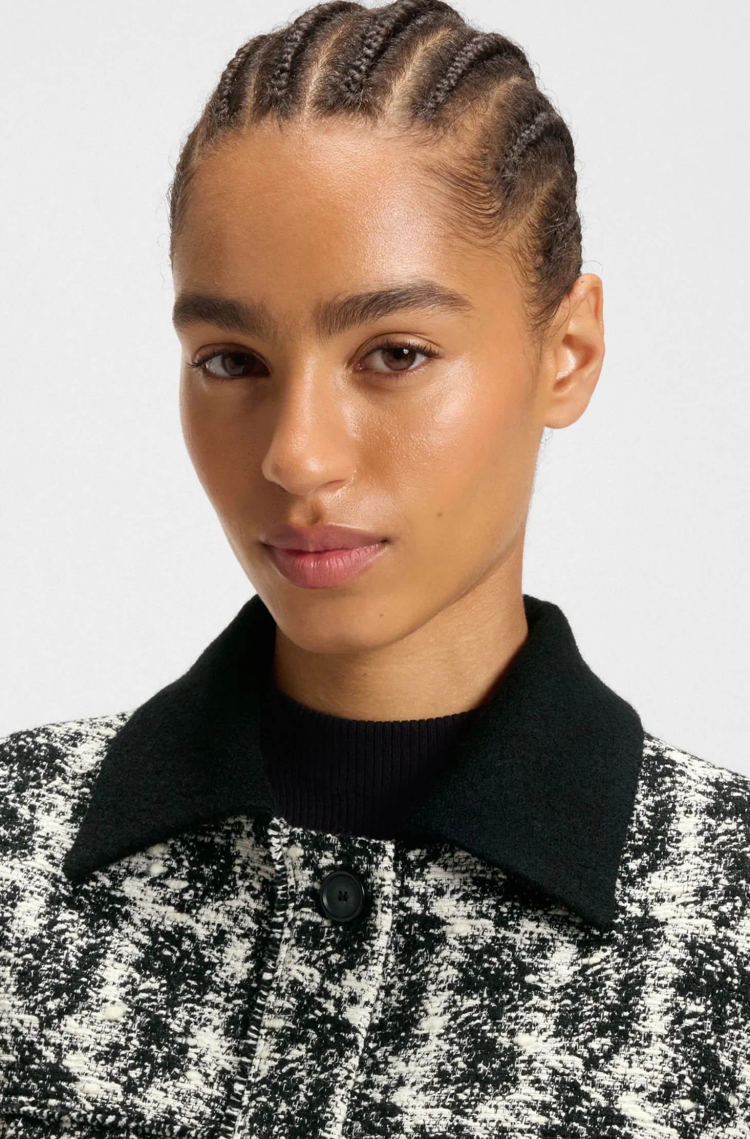 Regular-Fit Blazer aus Tweed mit Feder-Muster