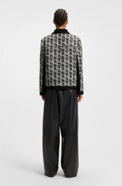 Regular-Fit Blazer aus Tweed mit Feder-Muster