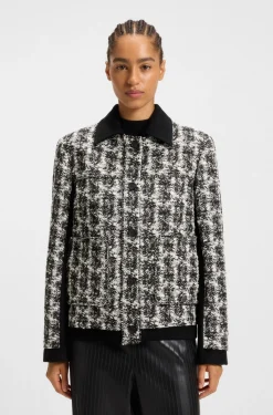 Regular-Fit Blazer aus Tweed mit Feder-Muster