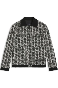 Regular-Fit Blazer aus Tweed mit Feder-Muster