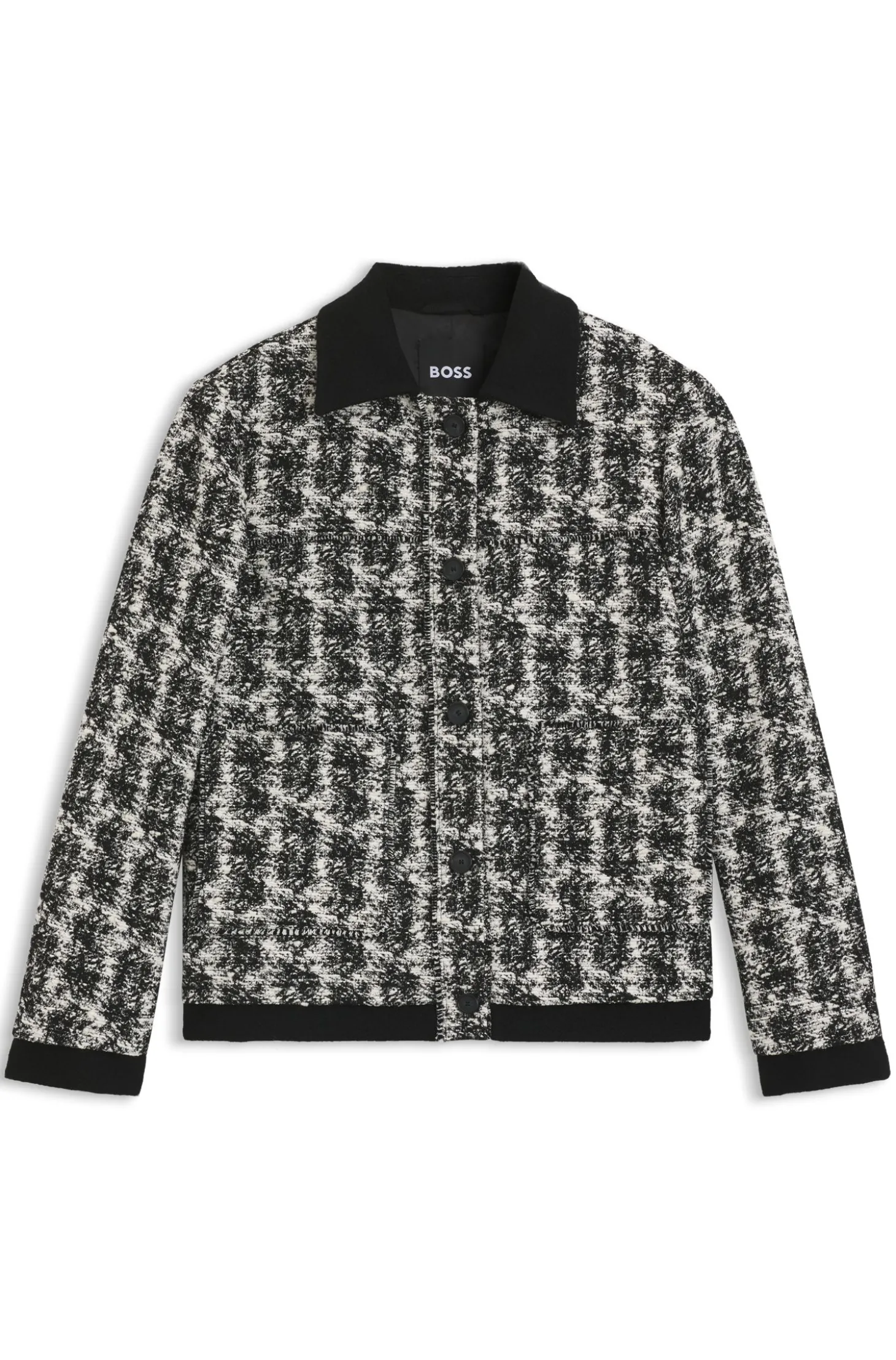 Regular-Fit Blazer aus Tweed mit Feder-Muster