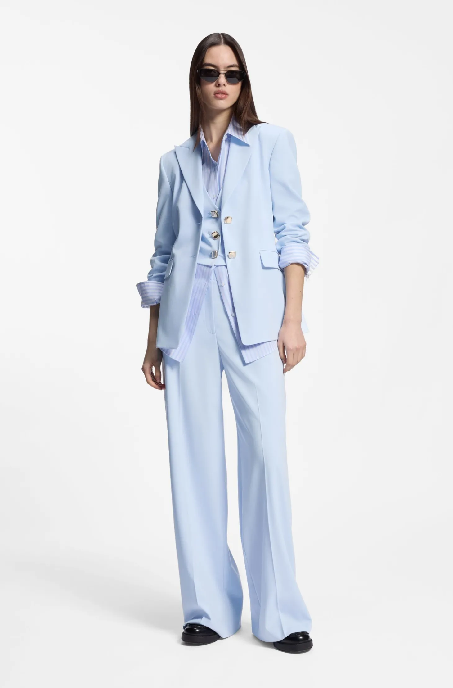 Regular-Fit Blazer mit Knöpfen in Goldoptik