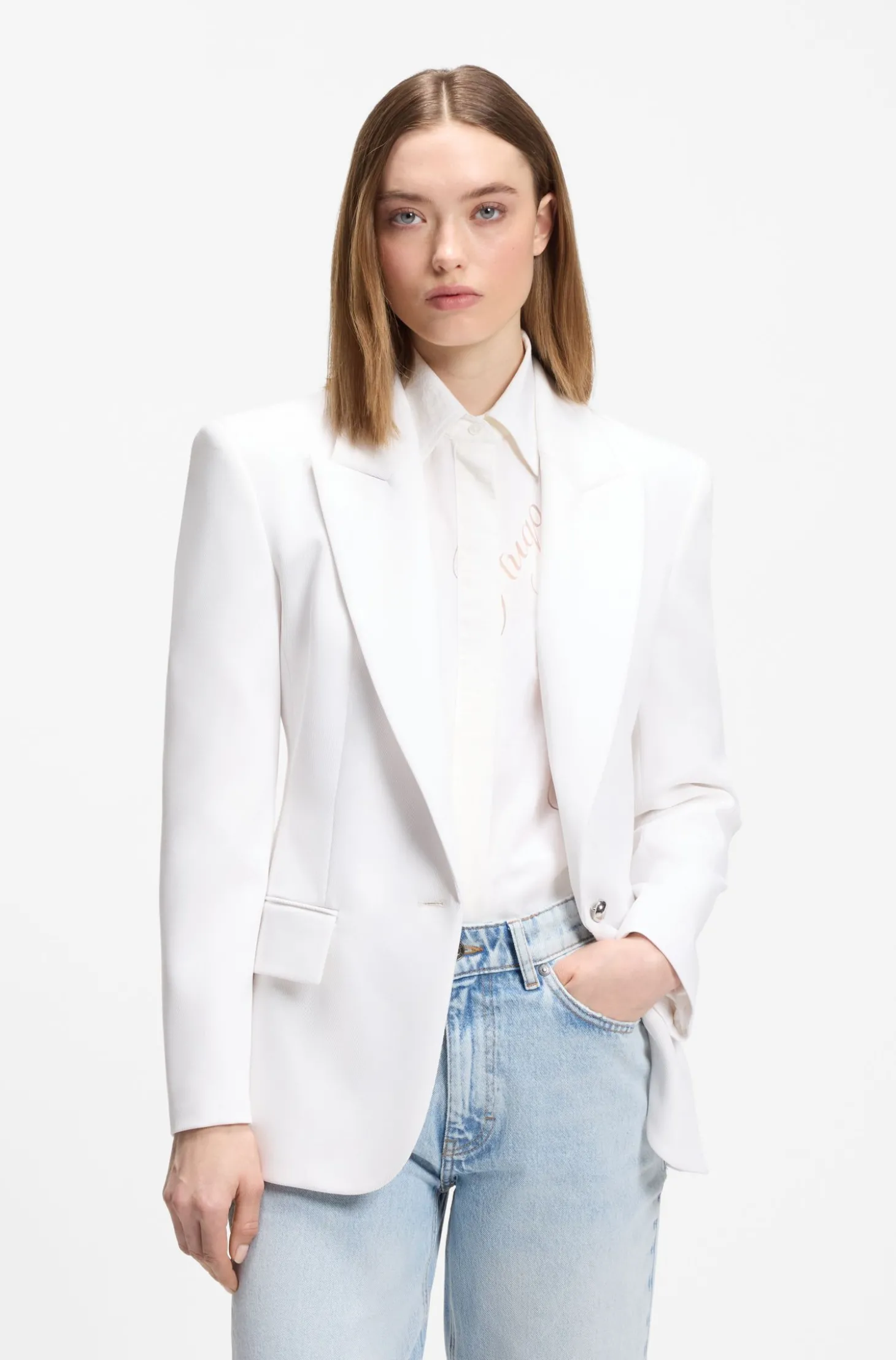 Regular-Fit Blazer mit Metallknopf