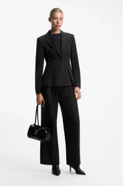Regular-Fit Blazer mit plissiertem Schößchensaum