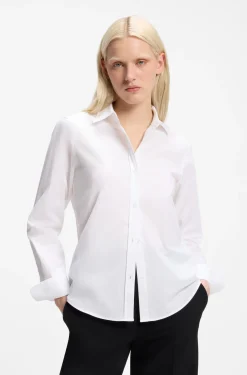 Regular-Fit Bluse aus Baumwoll-Popeline