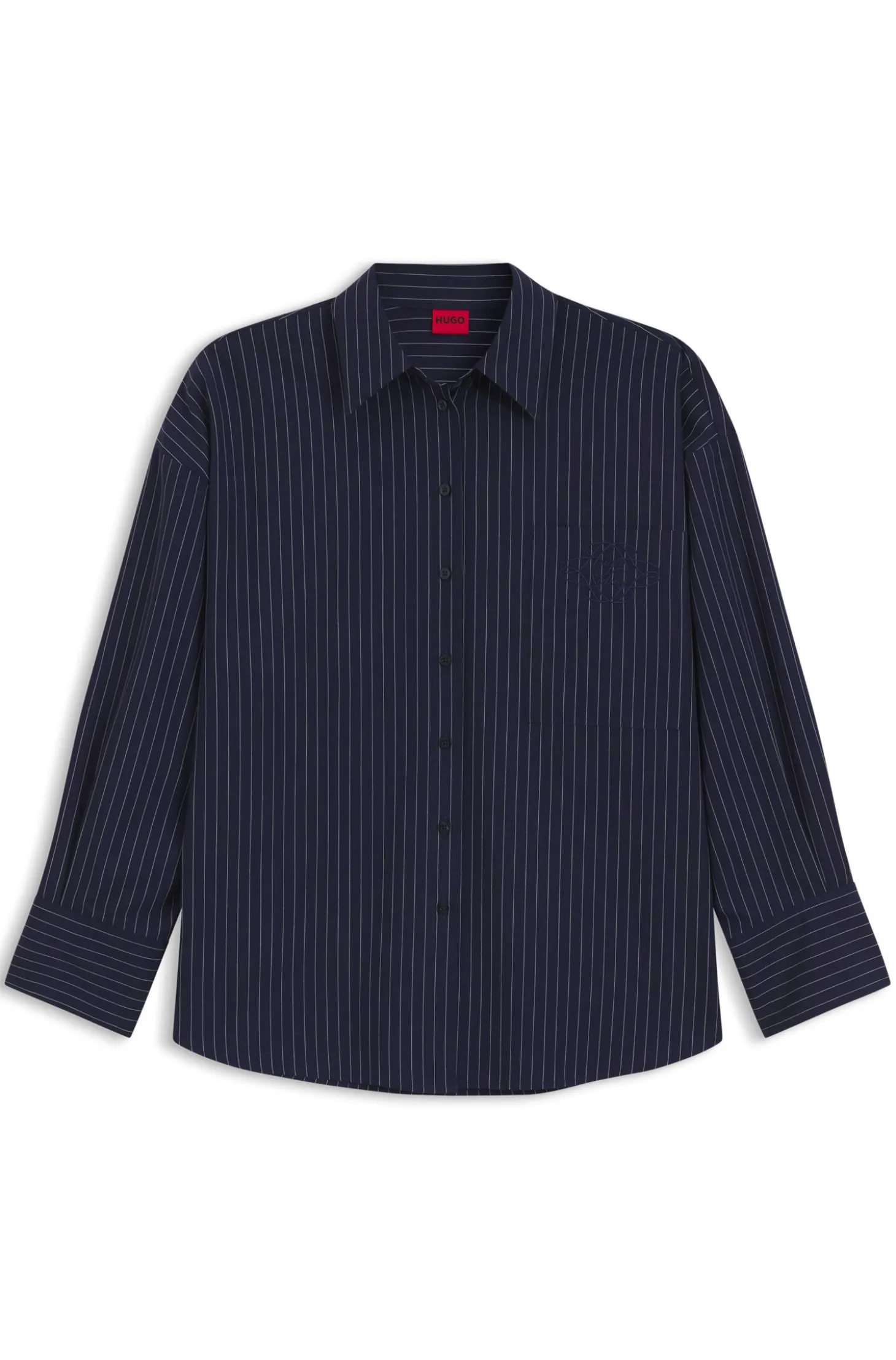 Regular-Fit Bluse aus Baumwoll-Popeline mit Nadelstreifen