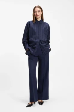 Regular-Fit Bluse aus Baumwoll-Popeline mit Nadelstreifen