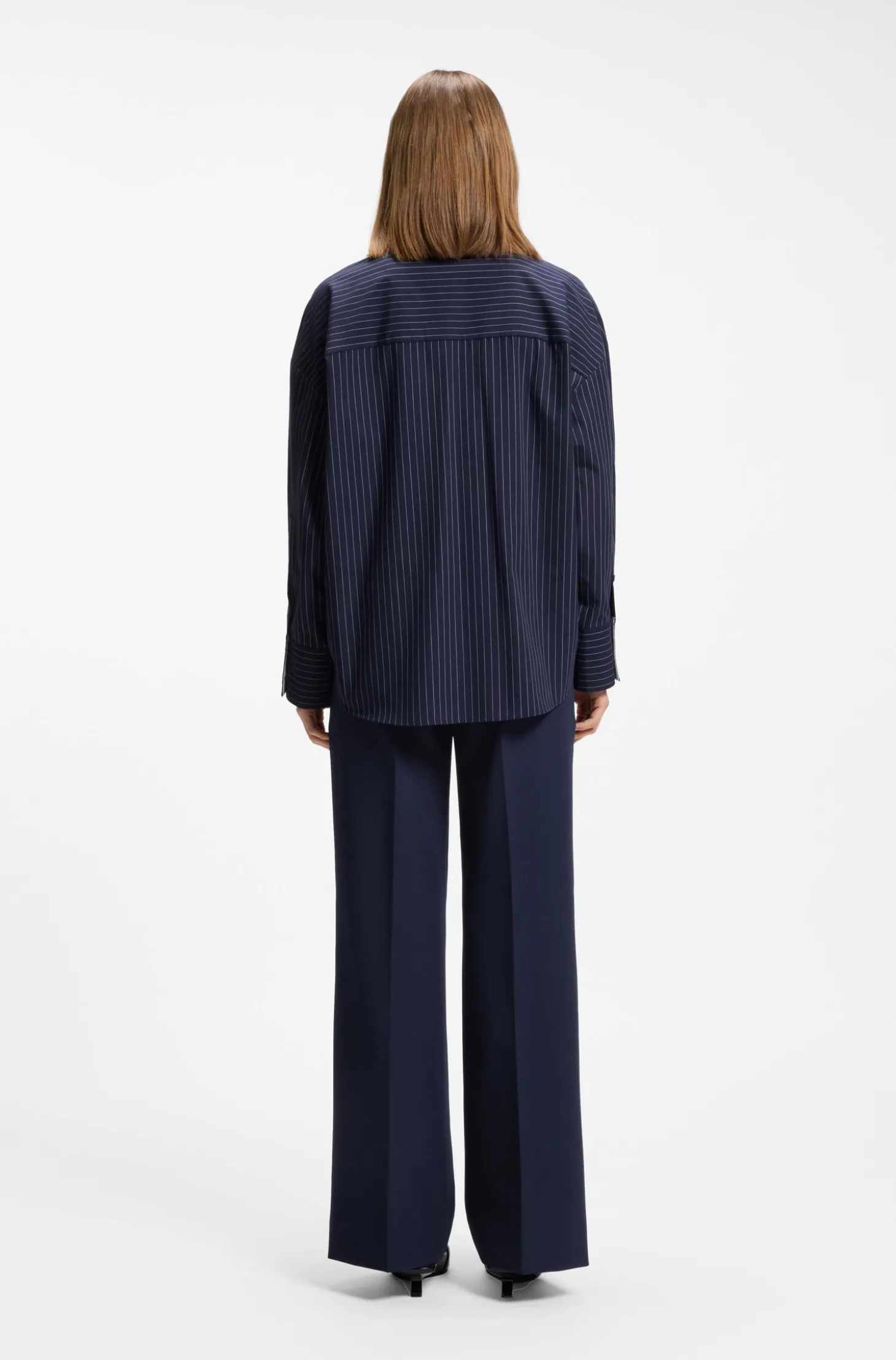 Regular-Fit Bluse aus Baumwoll-Popeline mit Nadelstreifen