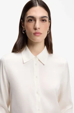 Regular-Fit Bluse aus elastischem Seiden-Satin