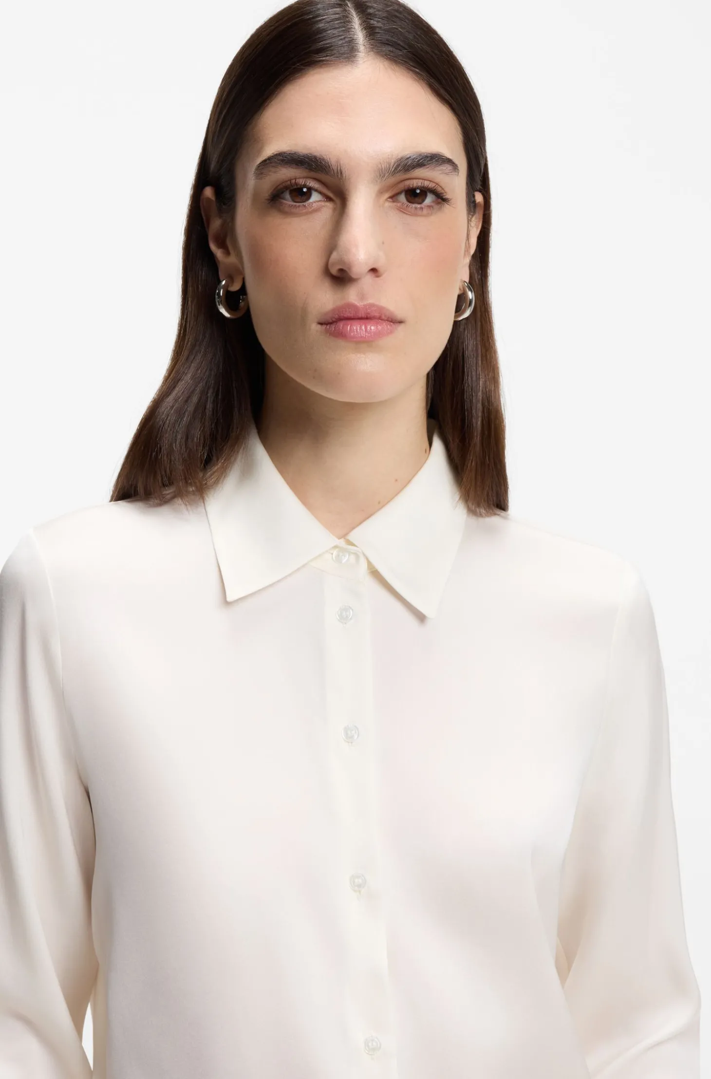 Regular-Fit Bluse aus elastischem Seiden-Satin