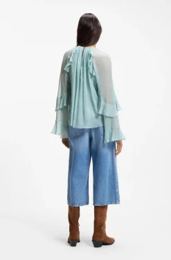 Regular-Fit Bluse aus leichtem Creponne