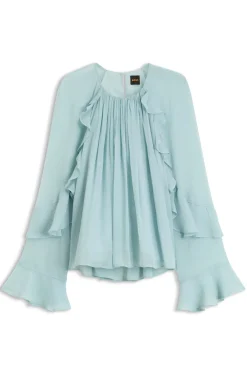 Regular-Fit Bluse aus leichtem Creponne